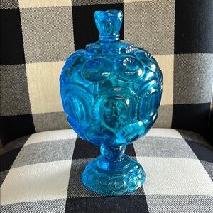 Vintage Blue Glass Candy Dish